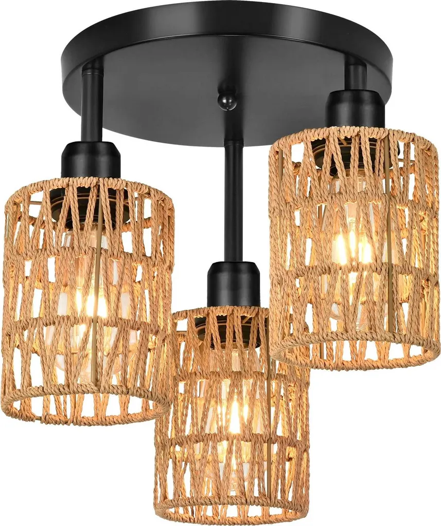 Suspension Boho Beige et Noire Toolight APP1624-3C pour Plafond Design