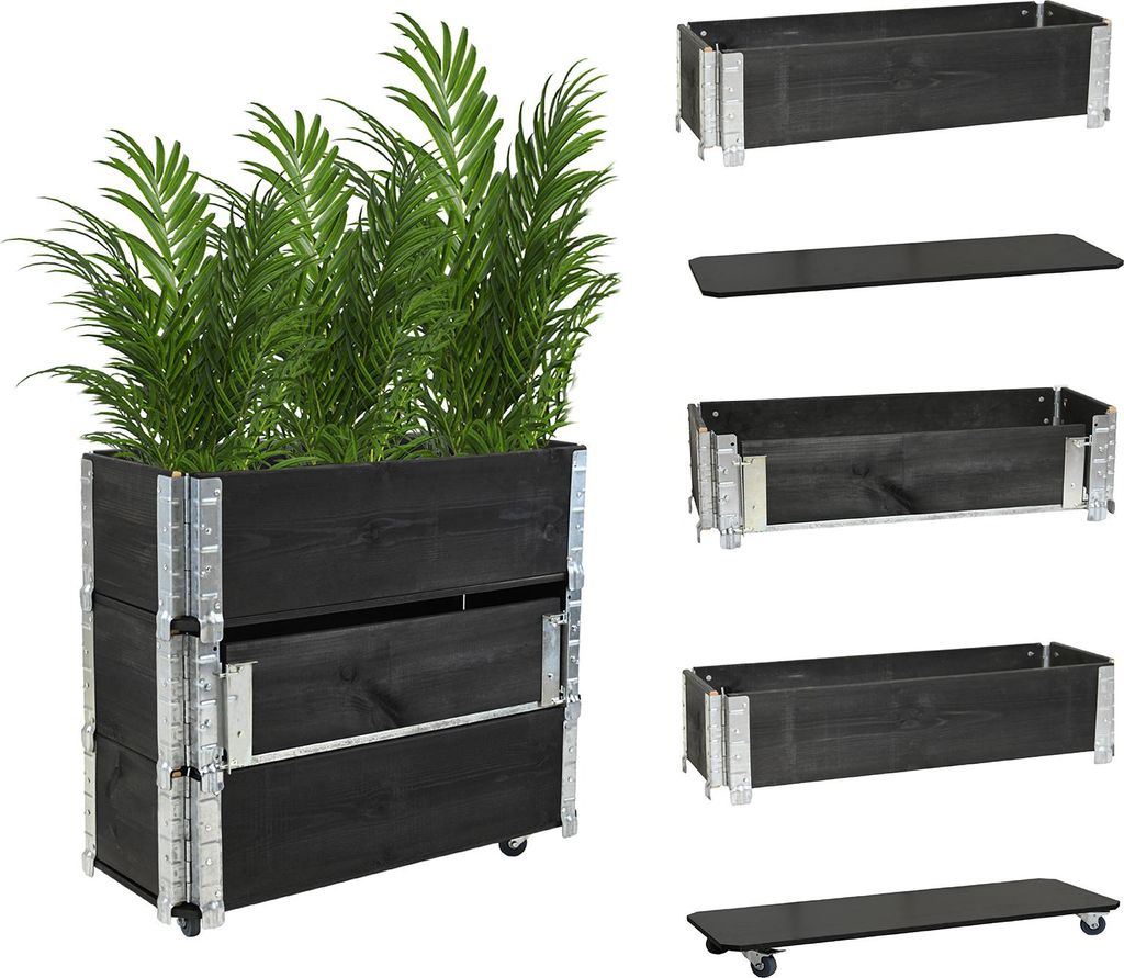 Hochbeet auf Rollen Kräuterbox 80x30x68 cm mobil schwarz Produktbild 
