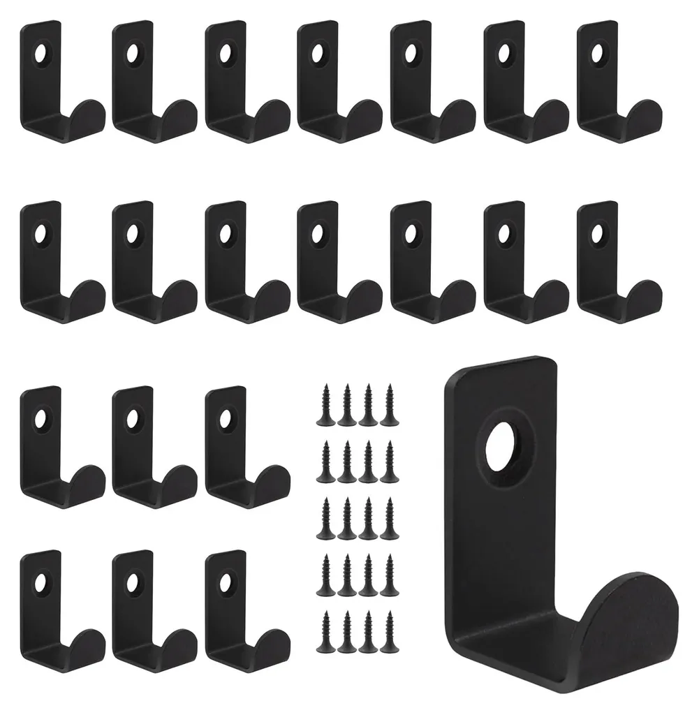 Patères murales noires lot de 20 crochets anti-glisse pour rangement net