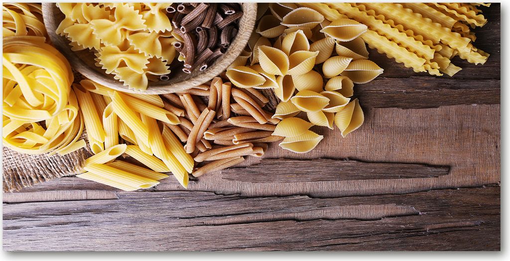 Tulup Küchenrückwand Spritzschutz aus Glas -100x50 -Spritzschutz auf gehärtetes GlasDeko Essen & Getränke Pasta Mischung