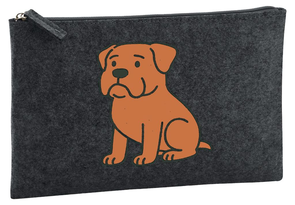 Huuraa Kulturbeutel Bordeauxdogge Comic Bordeauxi 1 Liter Charcoal Filz Kosmetiktasche Geschenkidee