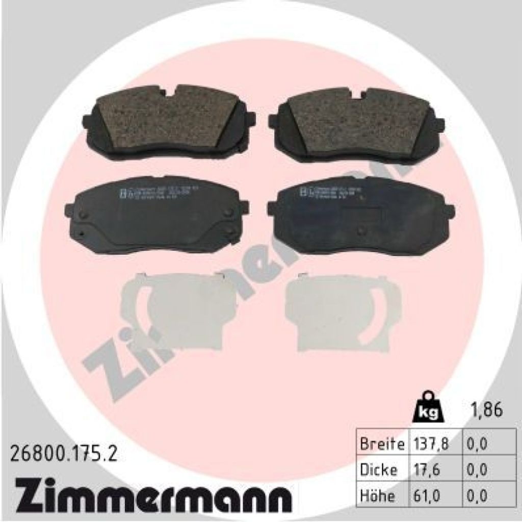 ZIMMERMANN Bremsbeläge Satz Vorne Bremsklötze für HYUNDAI Produktbild 