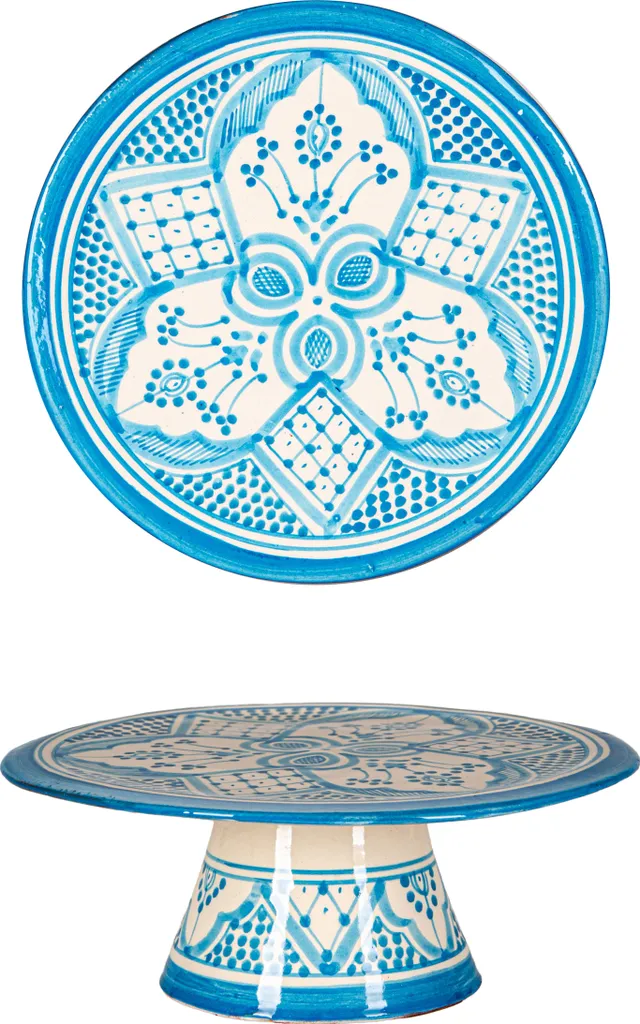 Alzata Safroun Blu in Ceramica: Lusso Orientale per Dolci Gourmet