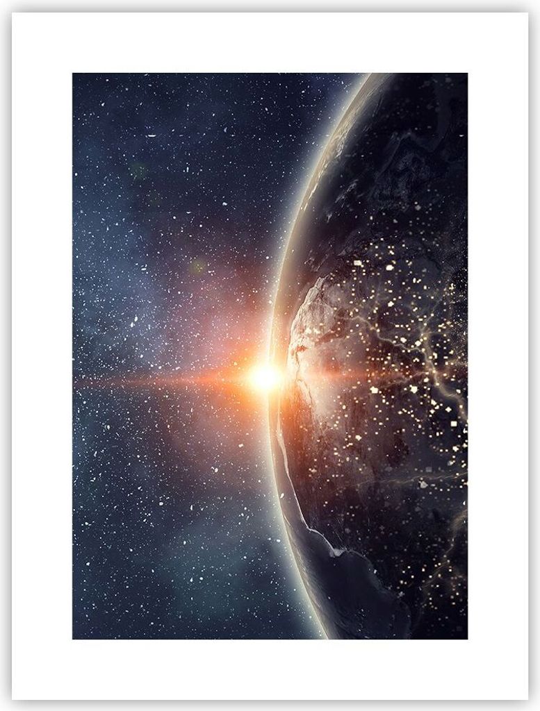 Poster - Poster ohne Rahmen - Kosmos Erde Sonne - 30x40 cm - Wand Bild - Wanddeko - Wandbilder - Kunstposter - Wandposter - Bilder - Kunstdruck - W...