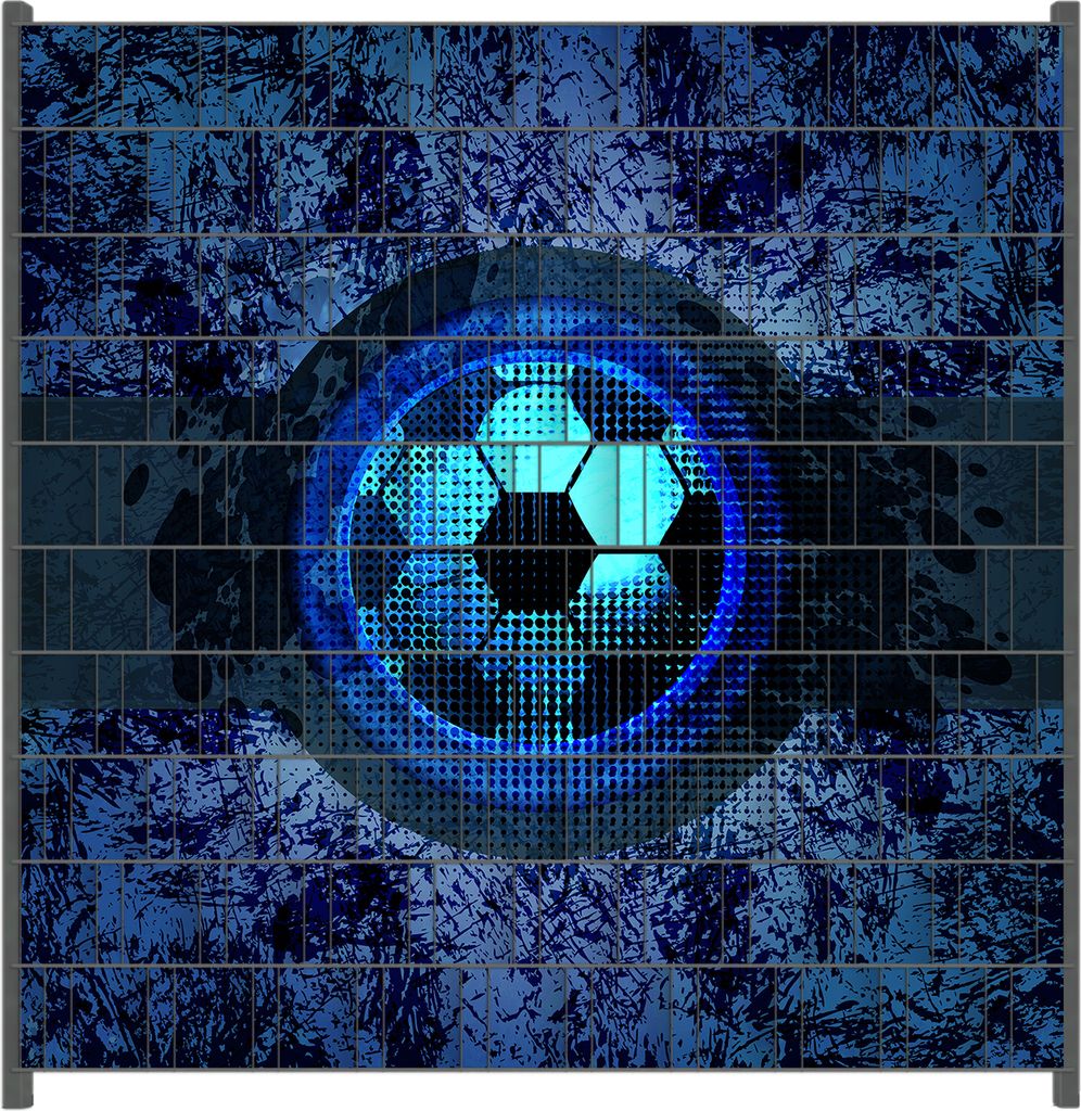 Wallario Zaunsichtschutz mit Motiv Fußball Design - Abstraktes Muster in blau für Ein- und Doppelstabmatten Zäune in der Größe 200 x 200 cm