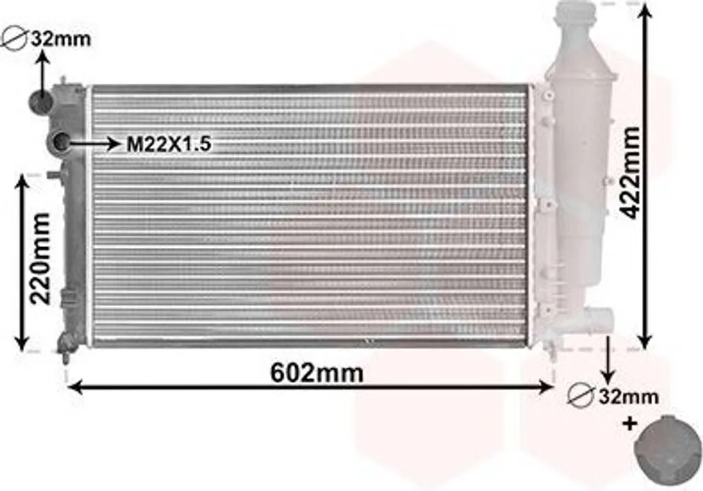 Scheda Tecnica Radiatore VAN WEZEL 09002116 IR PLUS per Citroën Saxo