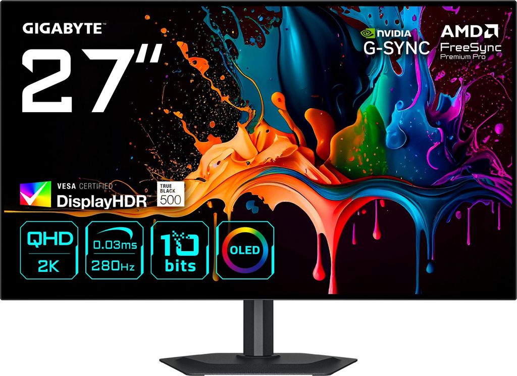 Gigabyte Mo27q28g Ek 27 ́ ́ Qhd Oled Oled 240hz Gaming-monitor Mehrfarbig One Size / EU Plug 220V Mehrfarbig One Size