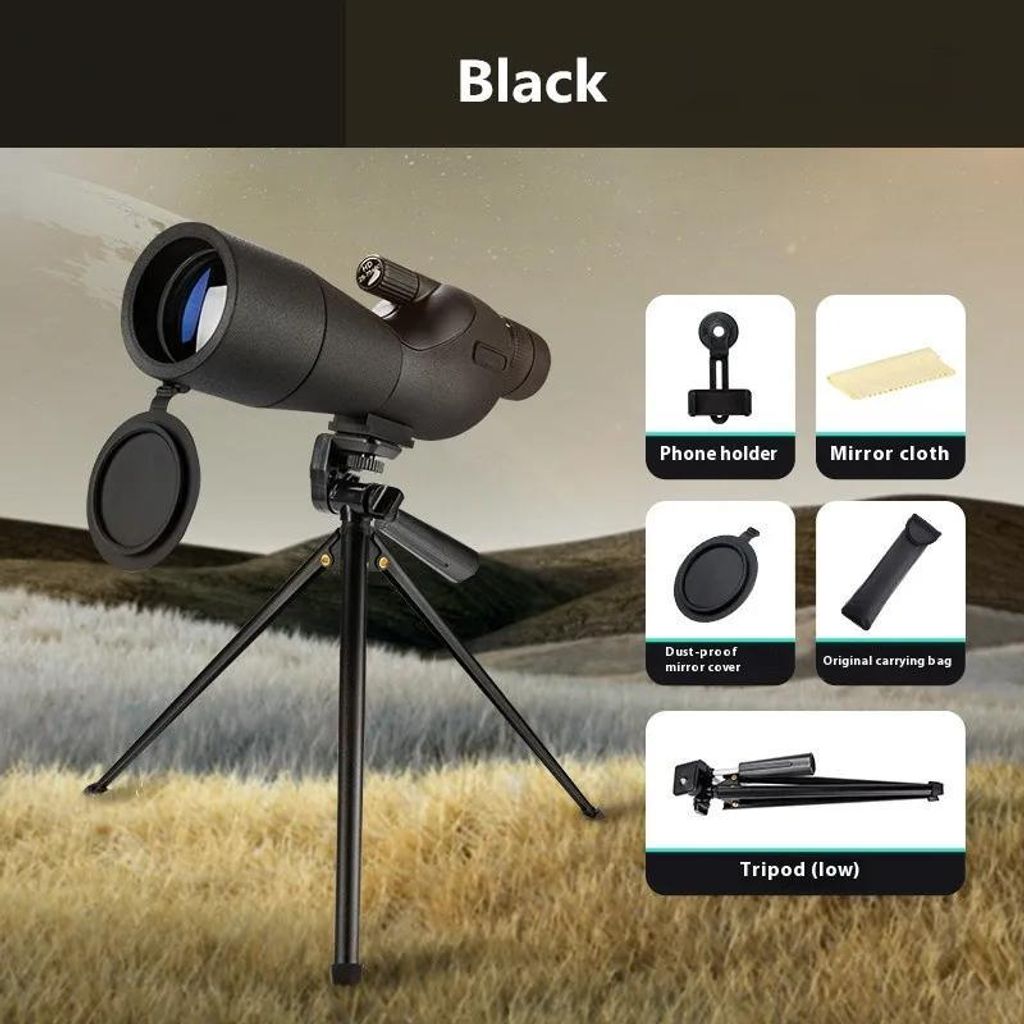 Spektiv - Monokulares Zoom-Teleskop - 25–75x Vergrößerung - 60 mm Objektiv - BK7-Prisma - IPX4 spritzwassergeschützt - Beige