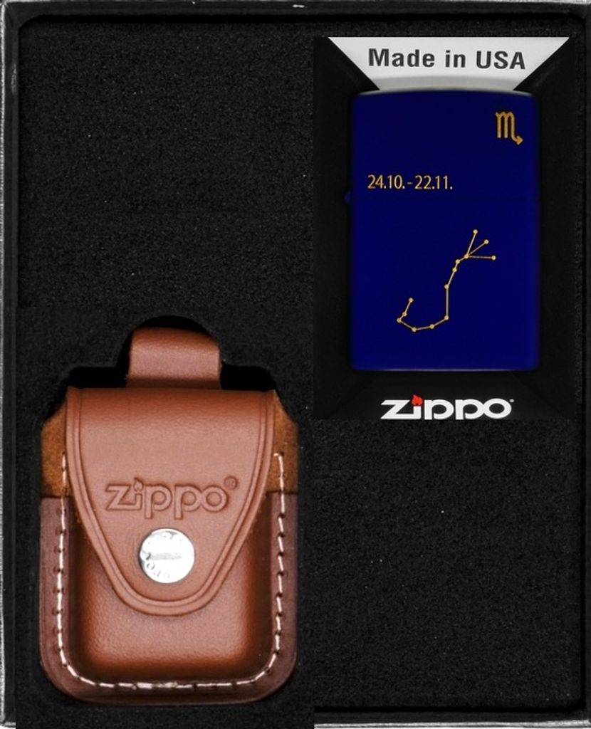 ZIPPO Feuerzeug Set Sternzeichen Skorpion Design Geschenk Nr. 2