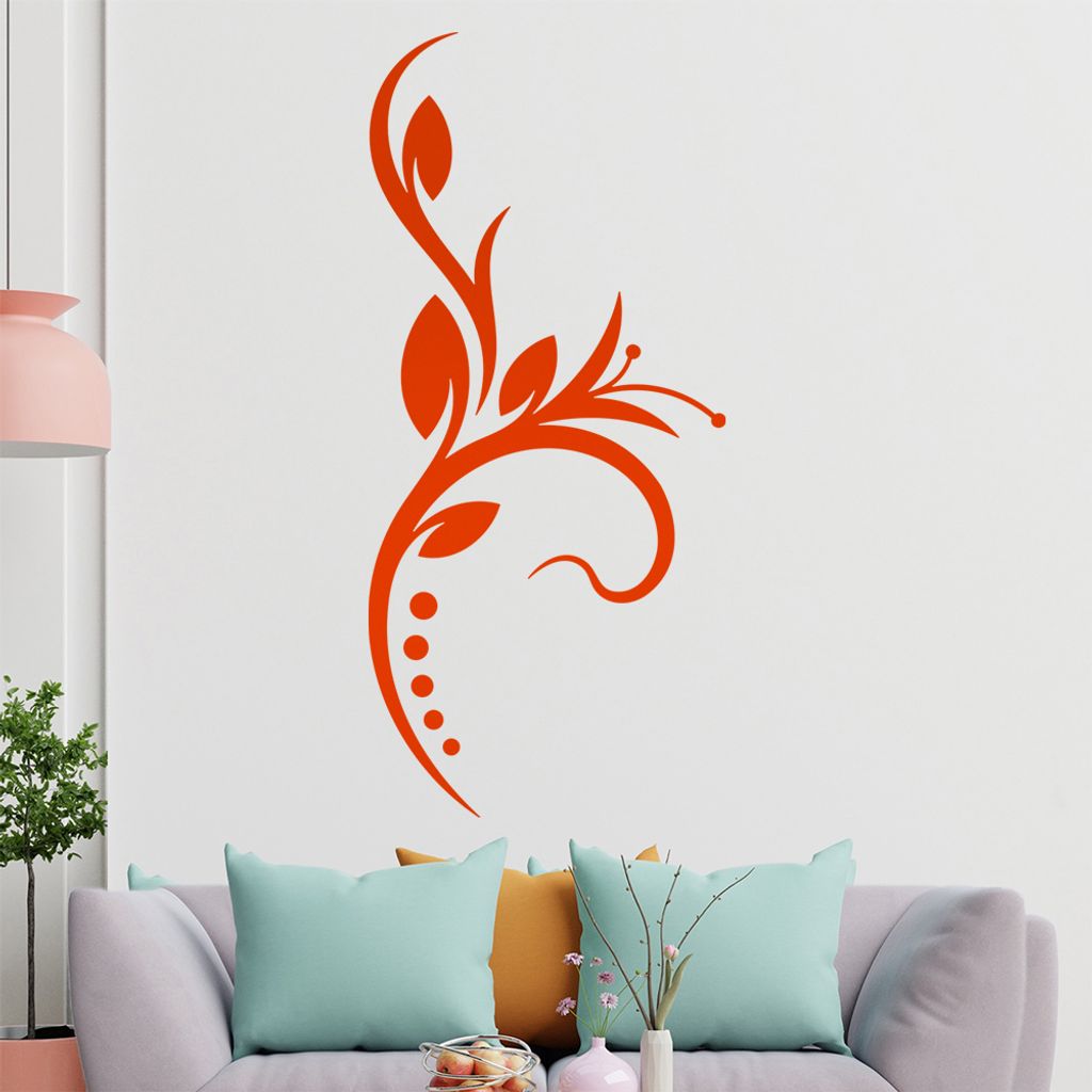 Blume - Linien Punkte Wandtattoo in 6 Größen - Wandaufkleber Wall Sticker - Dekoration, Küche, Wohnzimmer, Schlafzimmer, Badezimmer