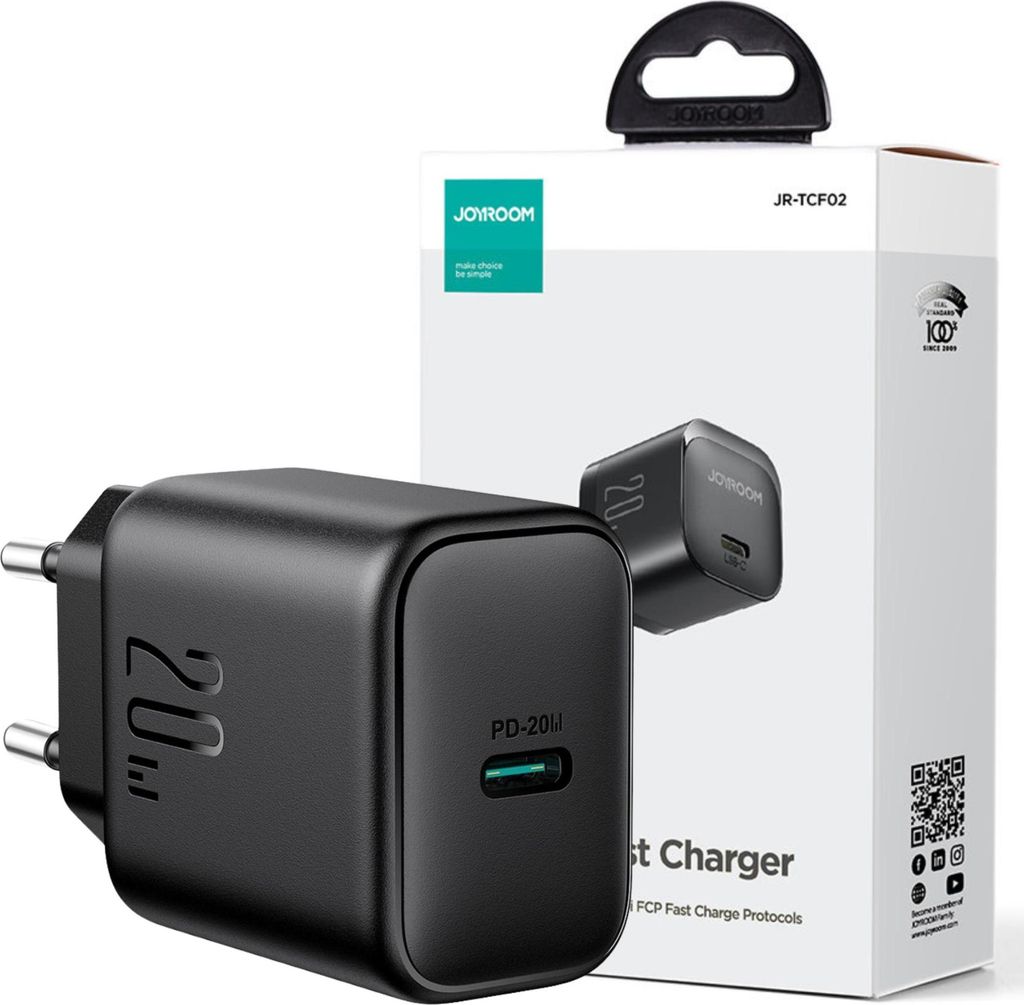 Joyroom Jr-Tcf20 Chargeur réseau Usb-C Pd 20W - Noir Image du produit 