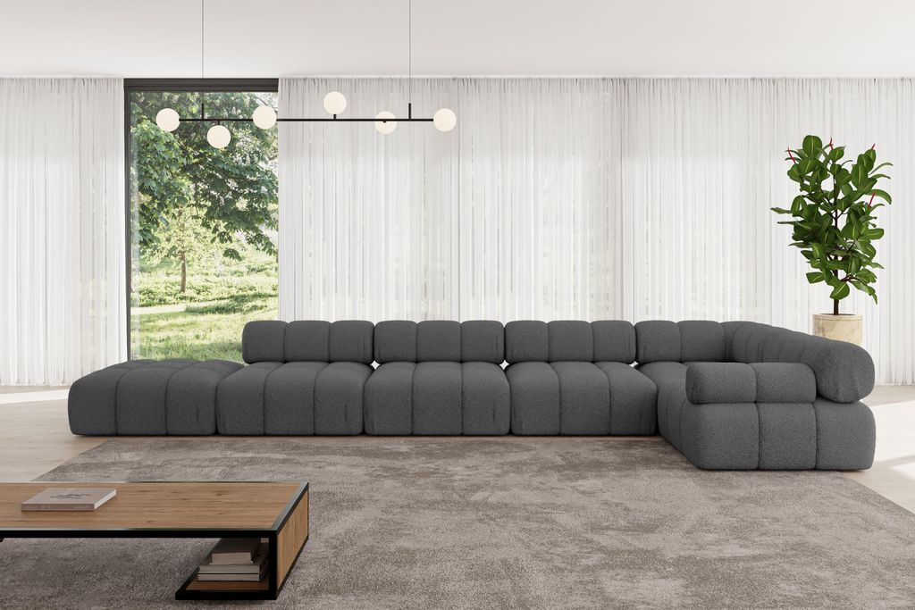ALTDECOR Modulares Sofa Ecksofa in L-Form - Felto-L3 - 475x190x70 cm Grau Corner modular Sofa Eckcouch Couch Wohnlandschaft Cauchsofa Polstersofa