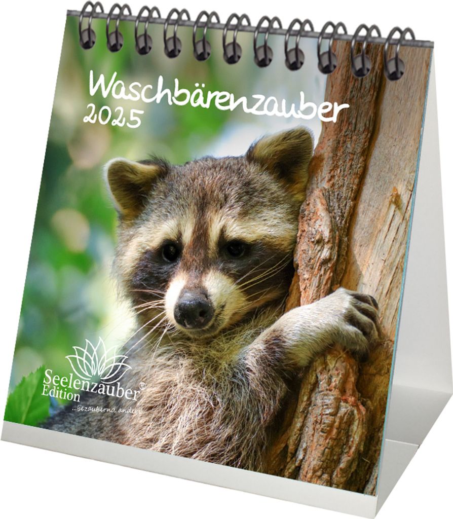 Waschbärenzauber Kalender für 2025 Format 10cm x 10cm Waschbären - Seelenzauber