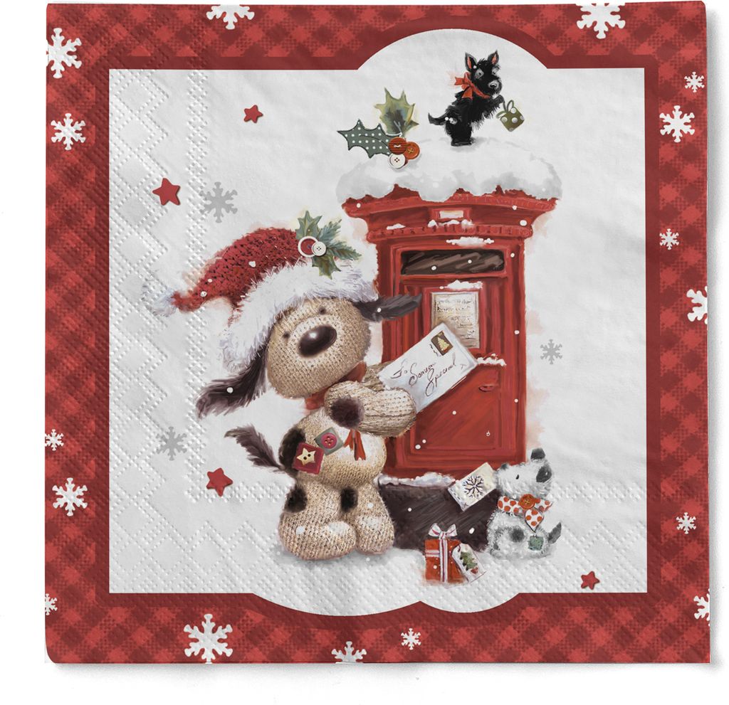 HAPPY PAPER Serviette "Dollydogs" (Weihnachten) aus Tissue 33 x 33 cm, 20 Stück