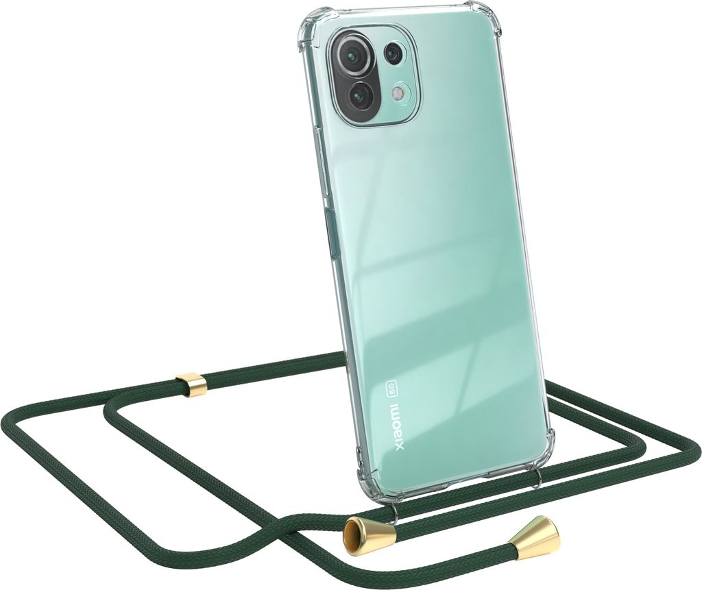 EAZY CASE Handykette kompatibel mit Xiaomi Mi 11 Lite / 5G / 11 Lite 5G NE, Handyhülle mit Umhängeband, Handykordel, Schutzhülle Clear, Band in ...