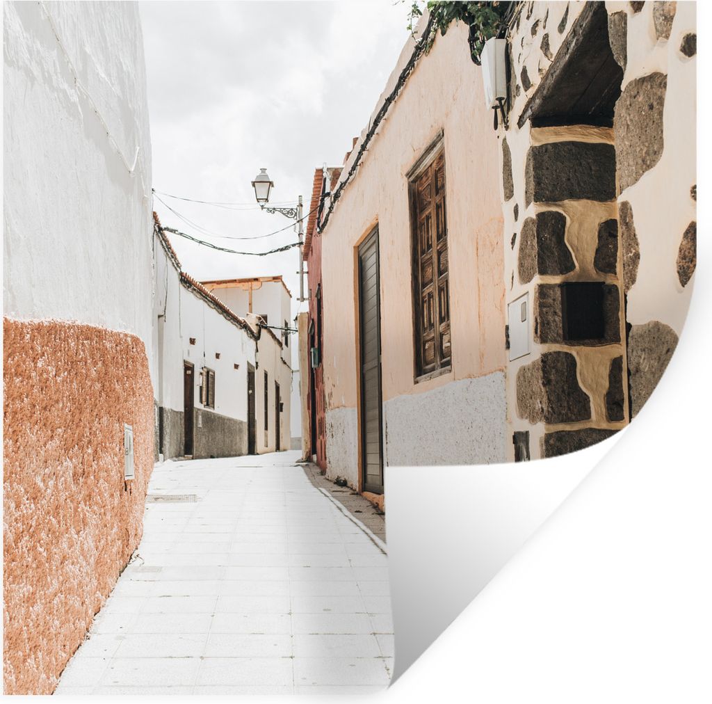 MuchoWow Wandtattoo Wandsticker Wandaufkleber Sommer - Haus - Straße 50x50 cm Selbstklebend und Repositionierbar - Selbstklebend - Fototapeten