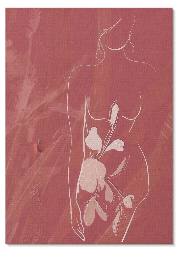 POSTER - 59x84 cm (A1) - Pixel - Feminine Silhouette und Blumen, Zartheit, Minimalismus - Wandbild für Wohnzimmer Schlafzimmer & Flur, Modernes Po...
