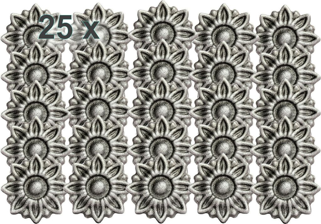 UHRIG 25x Kleine Blüte Ø 56mm, massive Stahl Zierblume, Schmiedeeisen für Geländer, Zaun uvm.