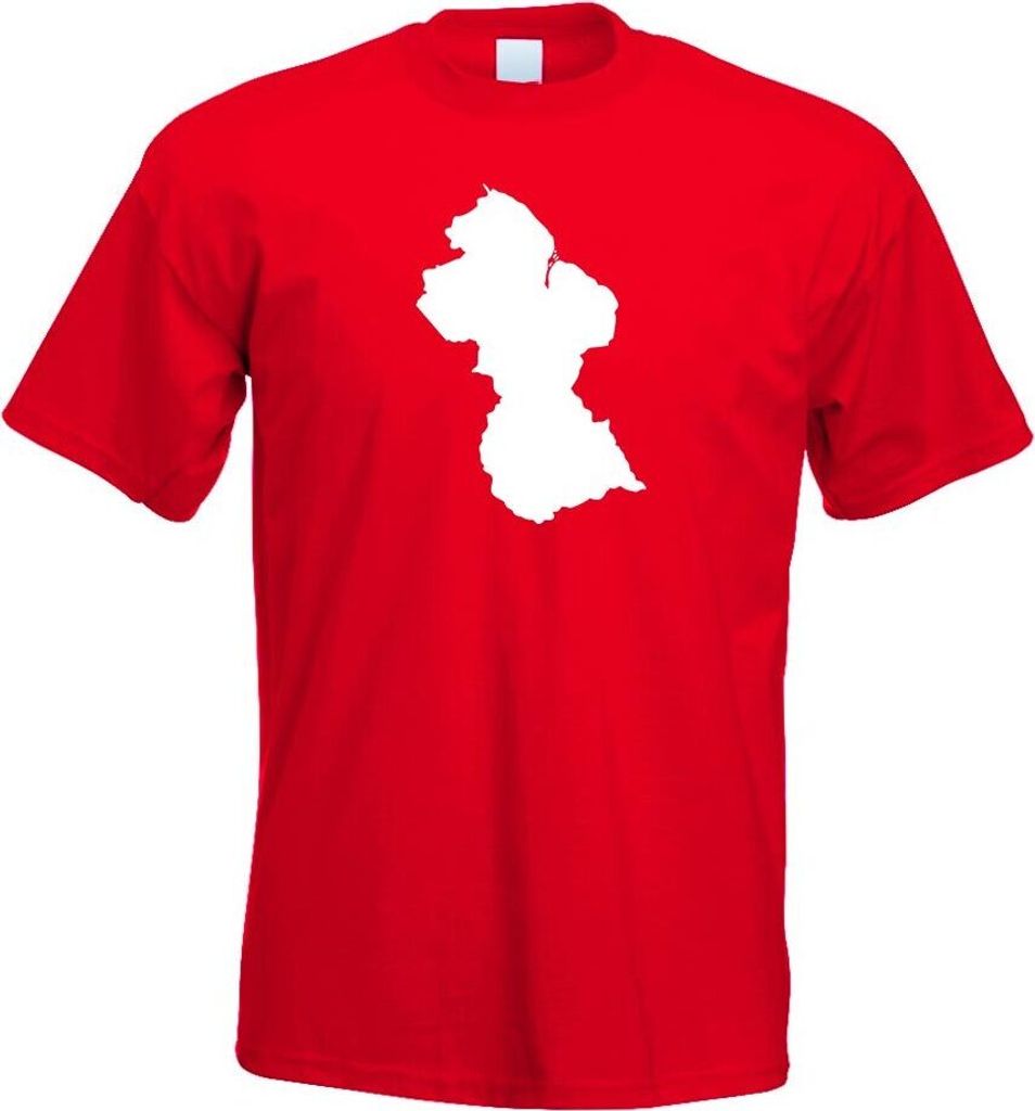Kiwistar - T-Shirt - rot - Guyana Umriss Kontur Herren Funshirt Bedruckt Design Sprüche Spruch Motive - mit Motiv Bedruckt - Funshirt Design - Spo...