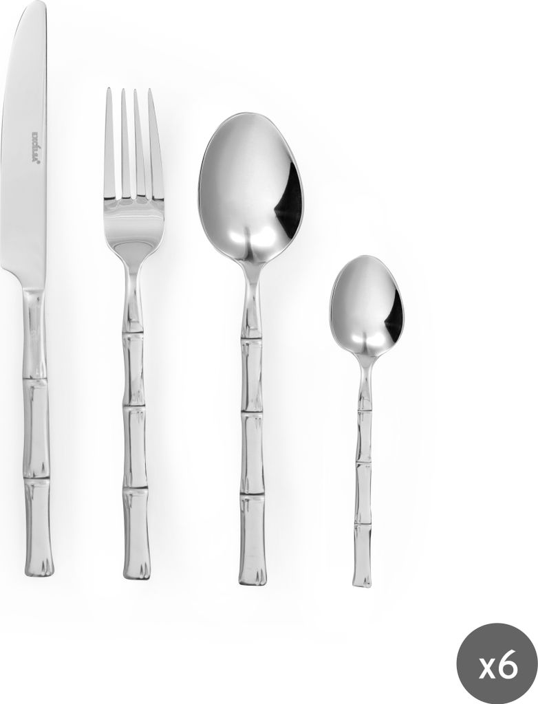 Excelsa Besteckset Of 24 Stück Bambu' Stahl Silber