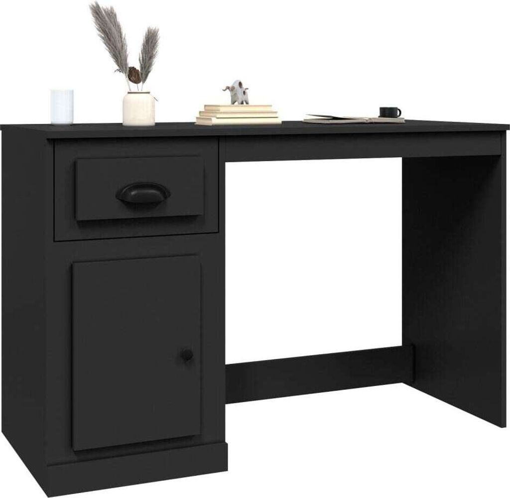 vidaXL Biurko z szufladą czarne 115x50x75 cm materiał Zdjęcie produktu 4