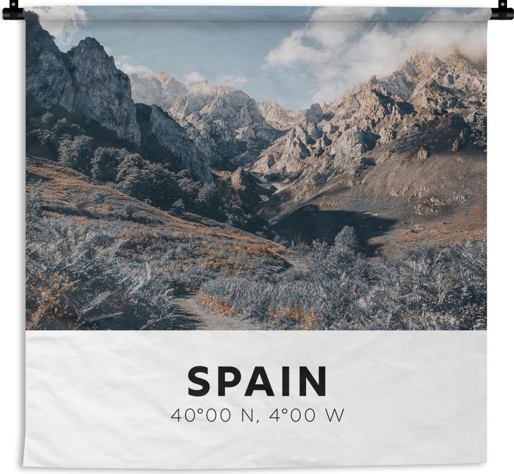MuchoWow Wandteppich Wandbehang Spanien - Berge - Wolken 60x60 cm Tapisserie Dekoration Wandtuch - Dekorationen - Wand Decke