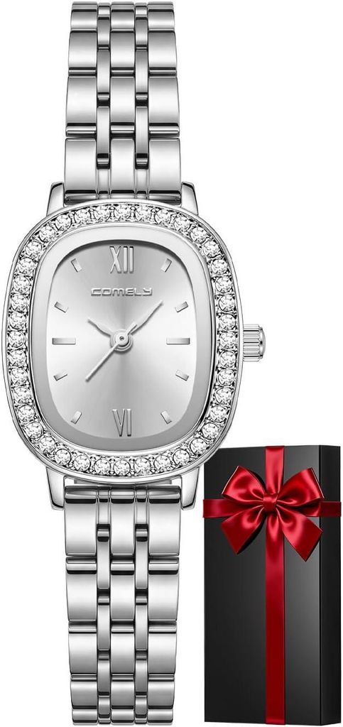 Elegante Diamant Analog Damenuhr Wasserdicht Uhr Damen mit Sonnenschliff Zifferblatt - Edelstahl Quartz für Arbeit und Freizeit - Modebewusste Frauen