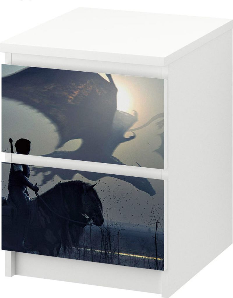 Kommodenaufkleber Malm Zeitalter der Drachen und Ritter, malm_groesse:2 Schubladen