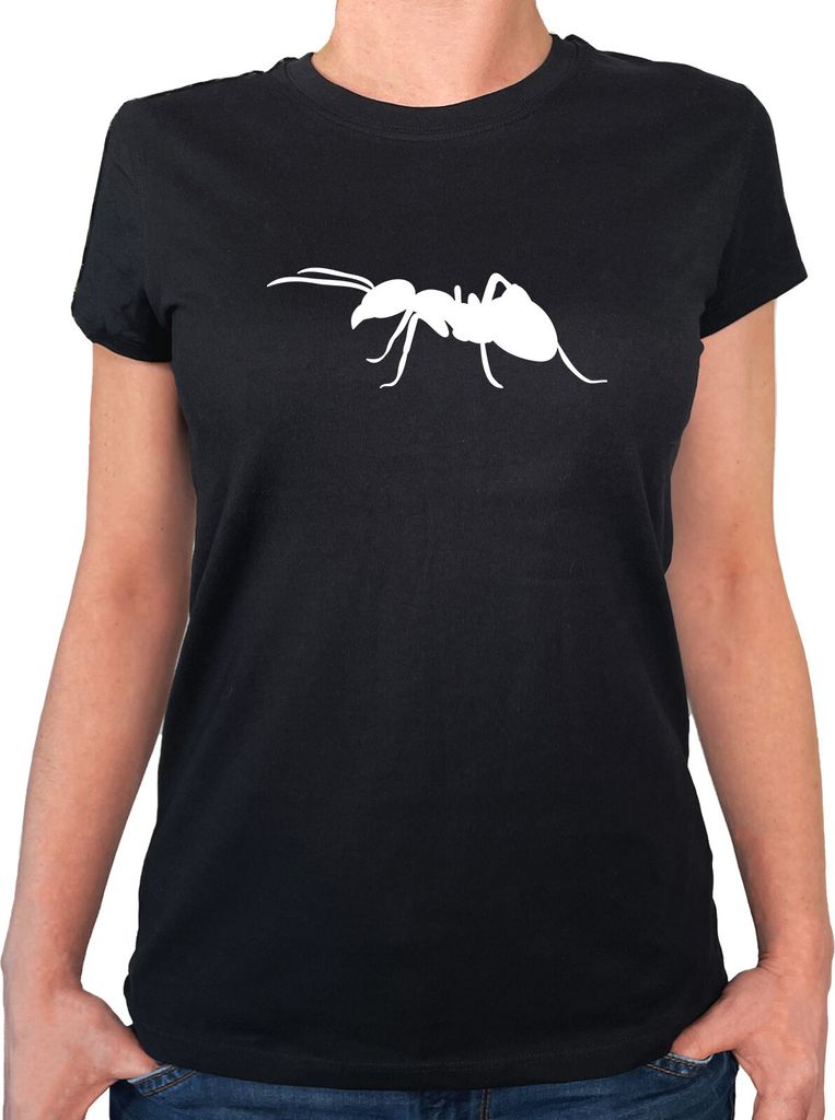 Huuraa Damen T-Shirt Ameise Silhouette S Black Bio Baumwolle Fairtrade Damenshirt Geschenkidee