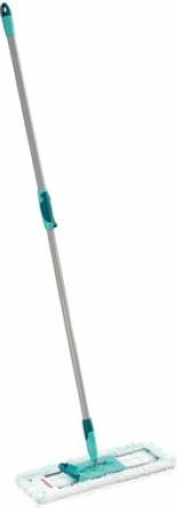 A flat mop with a telescopic handle against a white background.