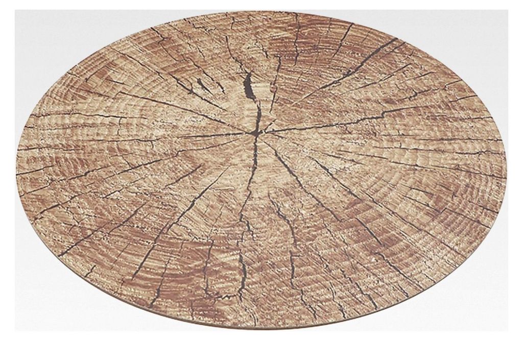 Untersetzer in Holz-Optik Platz-Set 38 cm rund abwischbar mit Korkunterseite