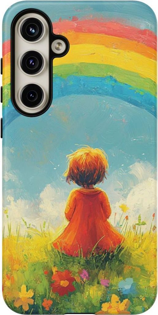 Kind betrachtet Regenbogen – Handyhülle Kompatibel mit Galaxy S24 Plus