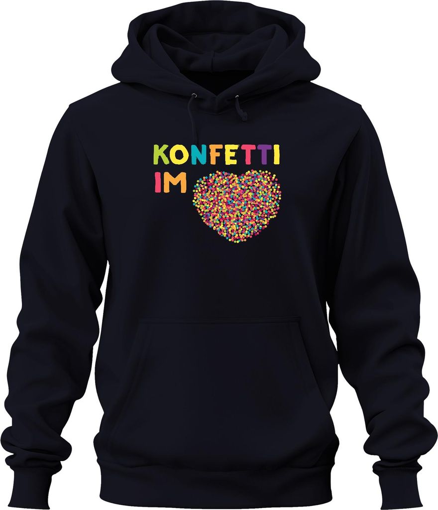 Konfetti im Herzen Geburtstag Party Valentinstag Liebe bunt Uni Hoodie Kapuzenpullover, Navy, 3XL