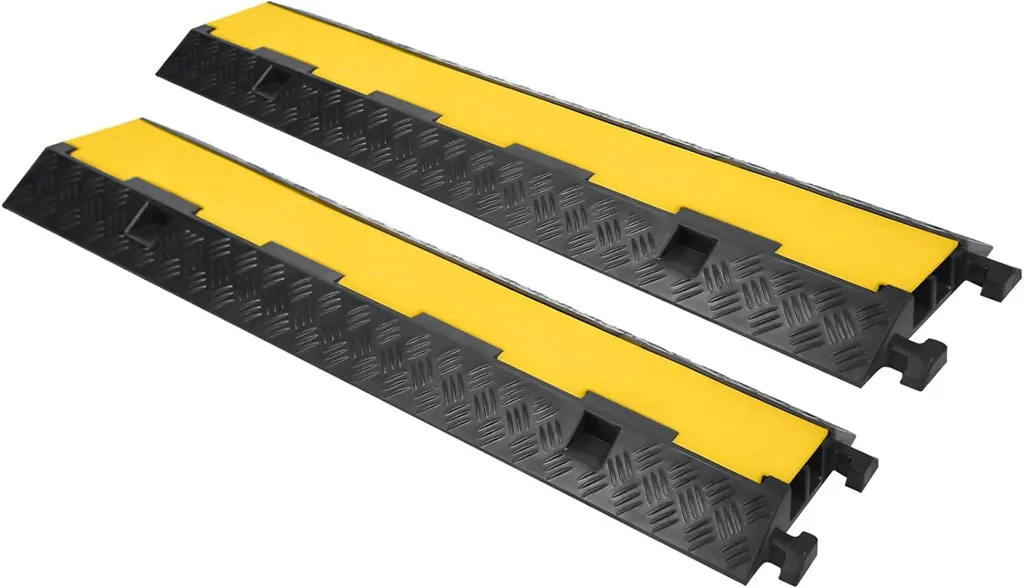 Pont de câbles au sol flexible 2 pièces caoutchouc noir pour raccordement