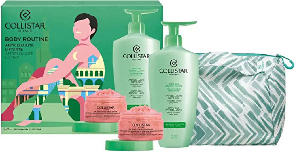 Collistar Body Routine Anticellulite Lifting Set Anti-Cellulite Cryo-Gel 400ml/Body Scrub Talasso 150g/Cosmetic Bag 550 ml