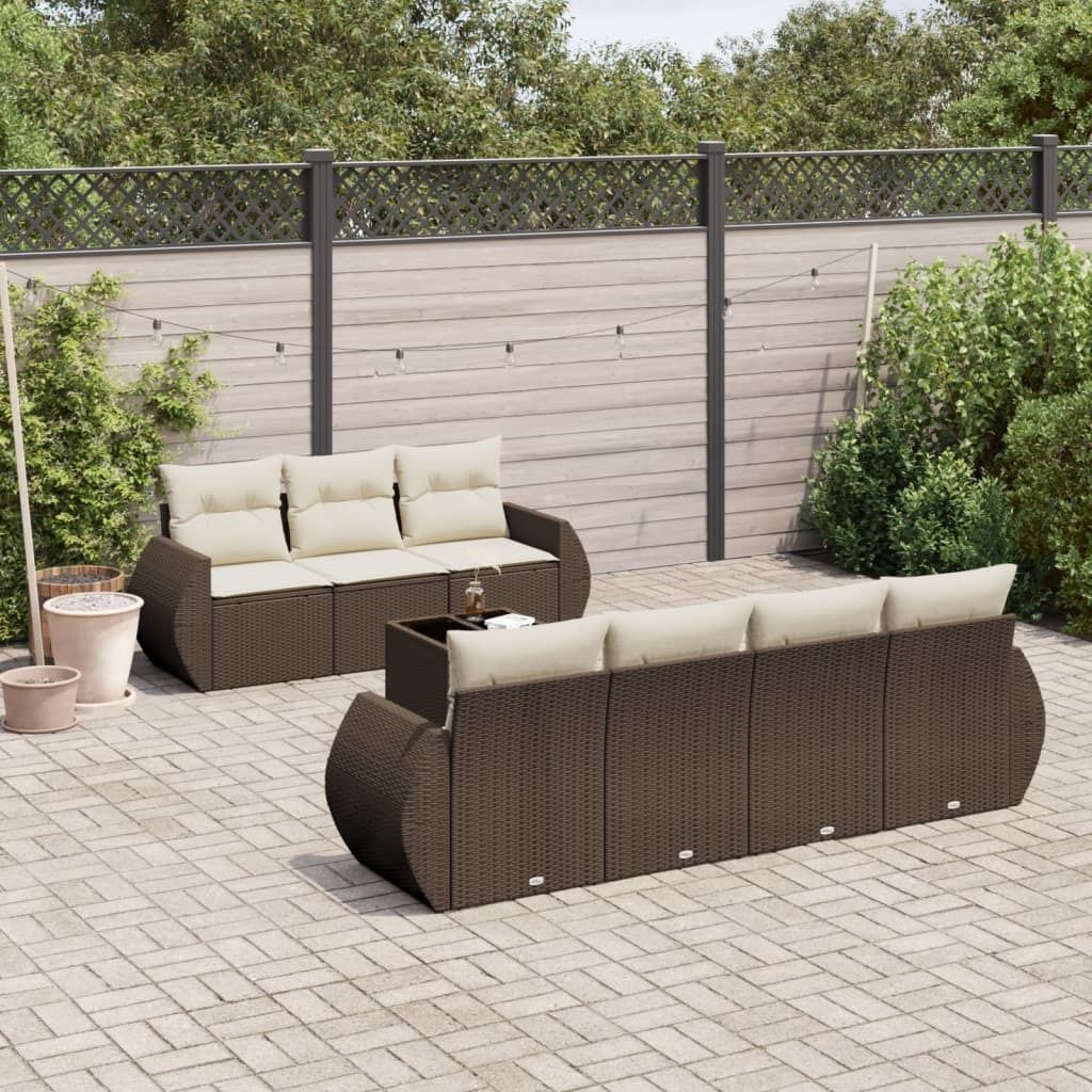 Maison Exclusive - 8-tlg. Garten-Sofagarnitur mit Kissen Braun Poly Rattan