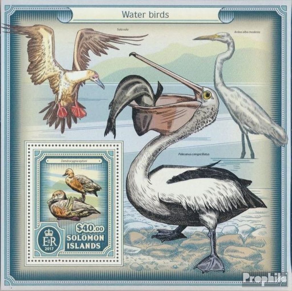 Briefmarken Salomoninseln 2017 Mi Block 604 (kompl. Ausg.) postfrisch Wasservögel