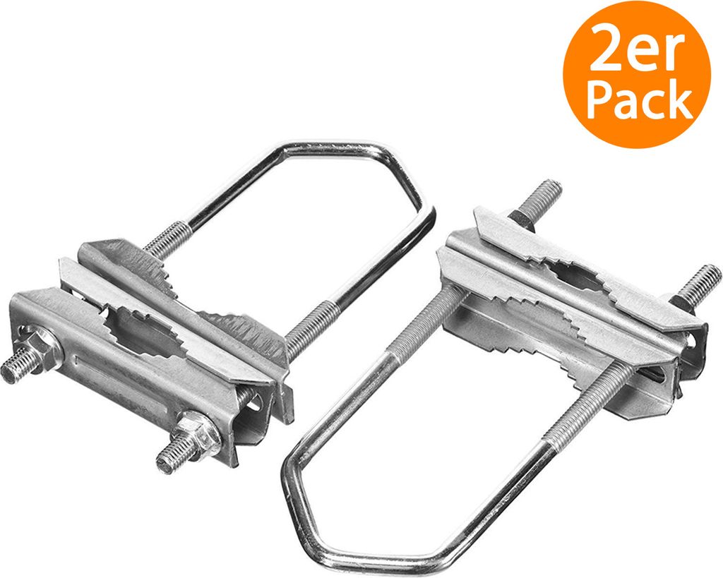 Bügelschelle 17cm Lang ( 2 Stück ) für doppelt Masten bis Ø 60 mm verzinkt