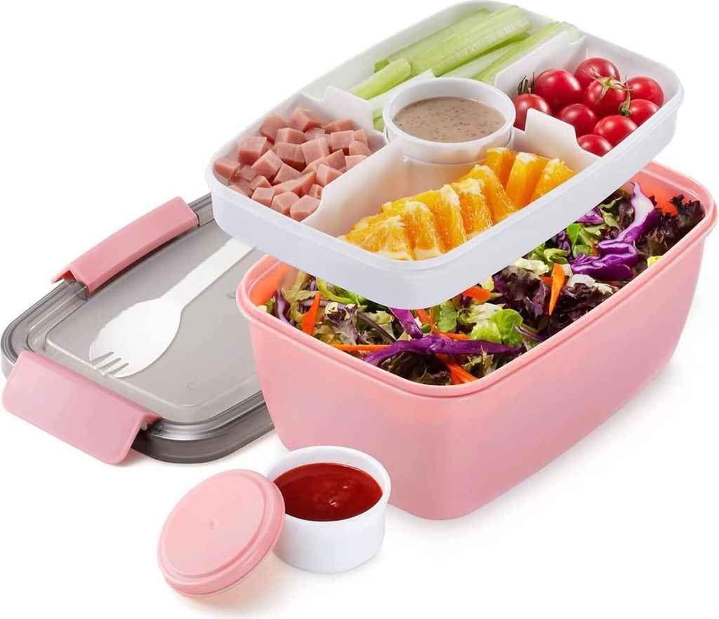 Lunch Box Erwachsene Große,2000ML Salatbox to go Nachhaltig,Brotdose Erwachsene mit Besteck, Bento Box mit Fächern BPA frei,Brotzeitbox für Arbe...
