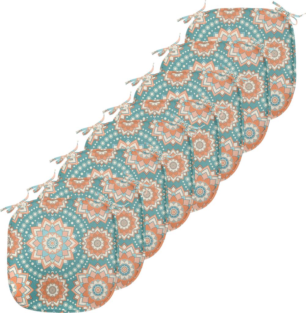 ABAKUHAUS Lotus Polster für Esszimmerstühle, Oriental Mandala-Muster, Dekoratives wasserfestes Kissen mit Riemen für Küchensitze, 40 cm x 40 cm...