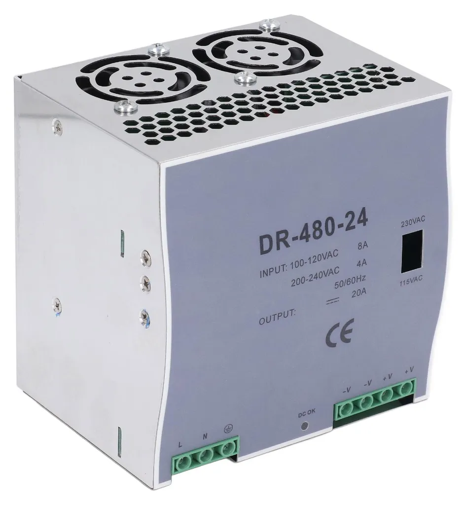 Alimentation Rail DIN 480W 24V 20A Sortie Unique Entrée 110V/230V CA