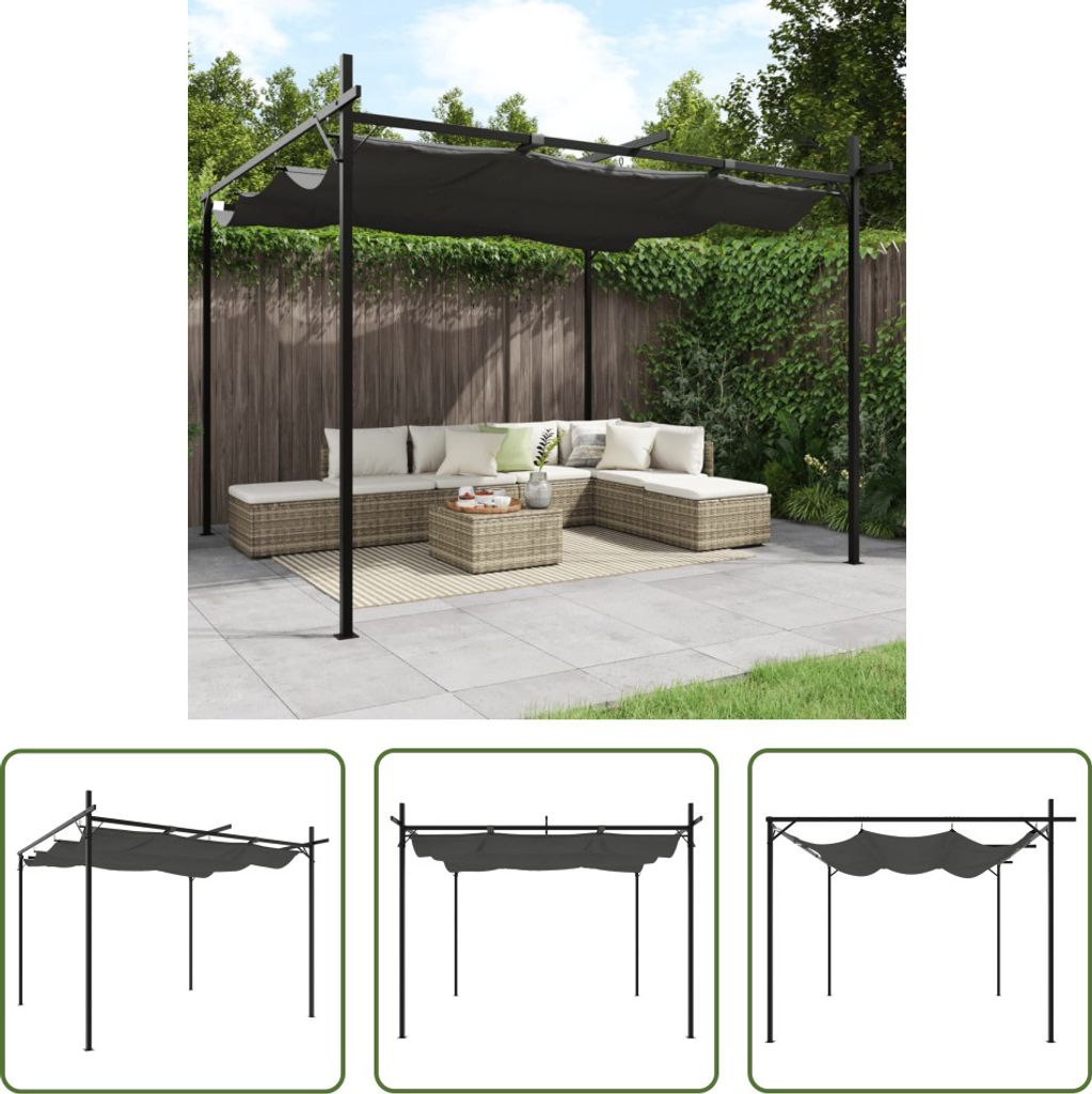 The Living Store Pergola mit Schiebedach Anthrazit 295x292x230 cm