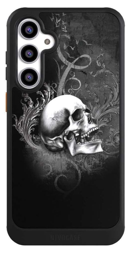 NIVOCASE Hülle für Samsung Galaxy S23 FE Handyhülle NIVOcore Case Schwarz Gothic Schädel Totenköpfe