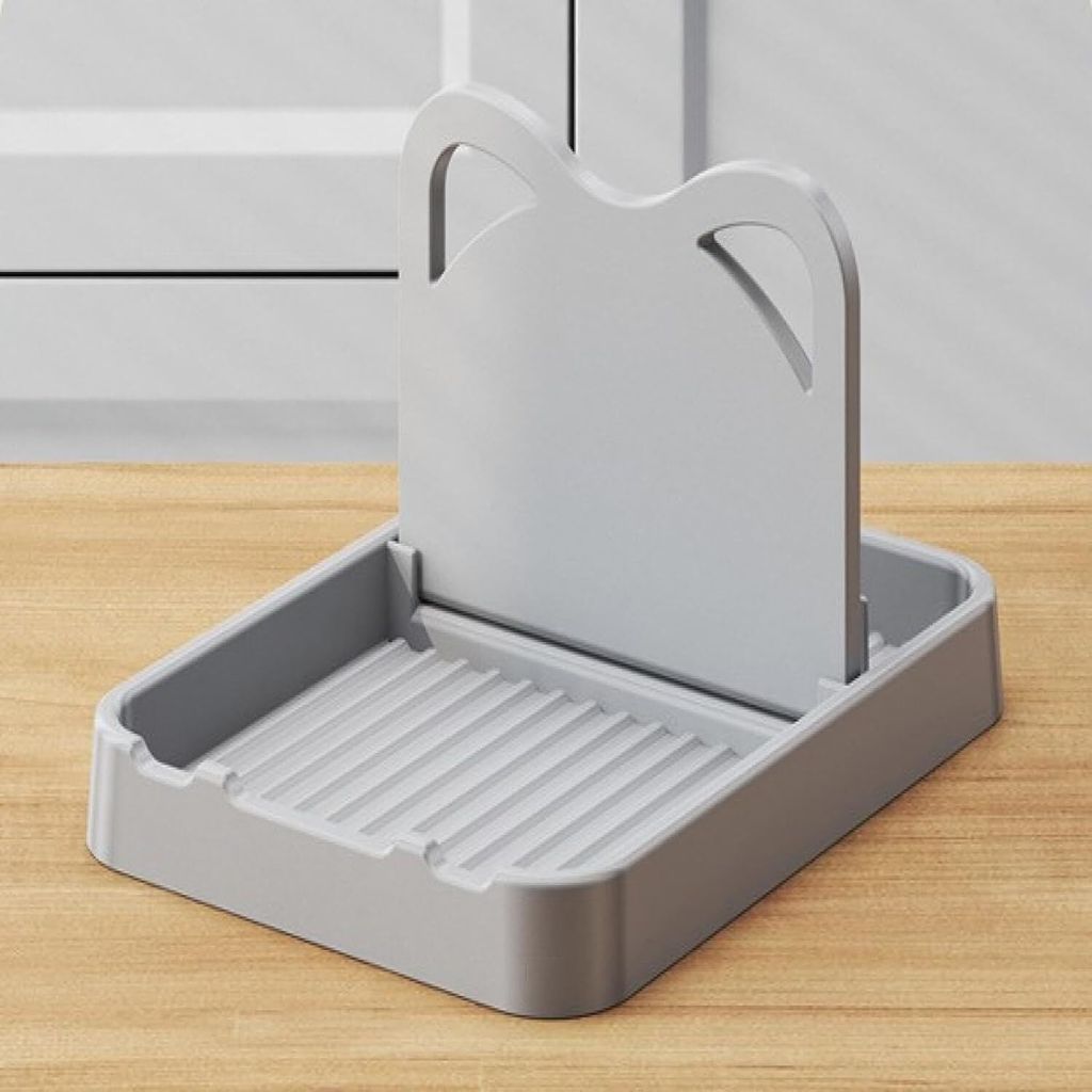 Küche Haushalt Topfdeckel Rack, Arbeitsplatte multifunktionale vertikale faltbare Wand hängen, Suppe Löffel Lagerung Rack Spatel Regal Grau