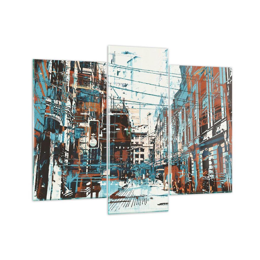 Bilder auf glas - Stadt Straße Haus - 130x100cm - Glasbilder - Wandbilder - Kunstdruck - zum Aufhängen bereit - Wanddekoration aus Glas - Glas Bi...