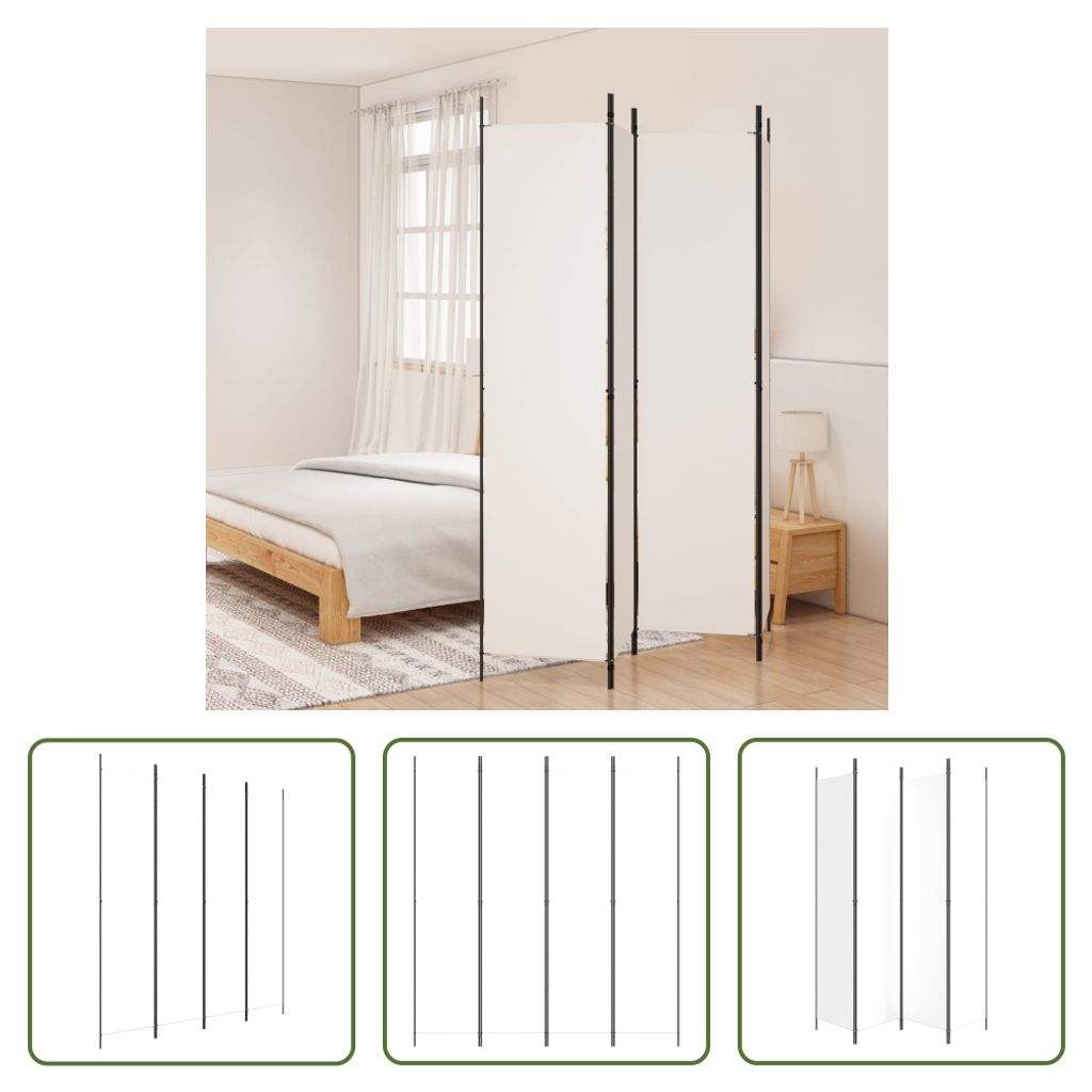 The Living Store 4-pc. Parawan biały 200x220 cm tkanina Zdjęcie produktu 