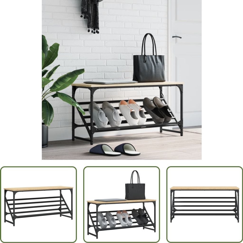 The Living Store Schuhregal Sonoma-Eiche 90x30x45 cm Holzwerkstoff