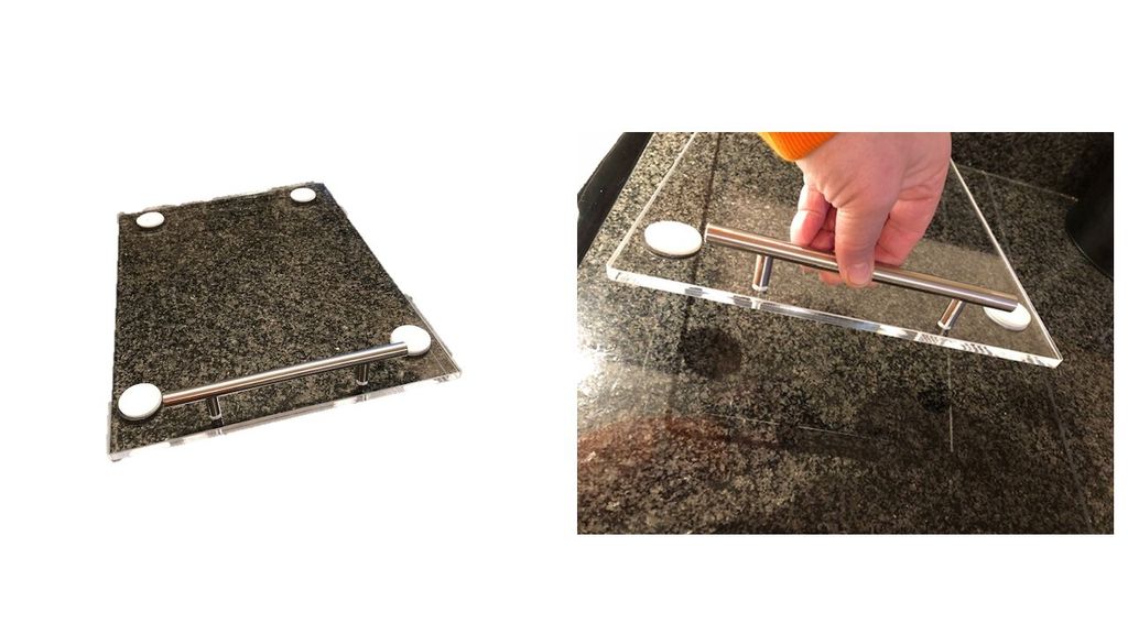 Gleitbrett Acrylglas mit Edelstahlgriff 40x30x0,8 cm für Thermomix TM6 TM5 TM31 Krups Bosch Lidl Küchenmaschinen