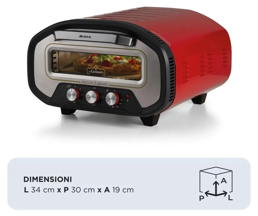 Four à pizza électrique rouge Ariete 3901 pour une cuisson rapide