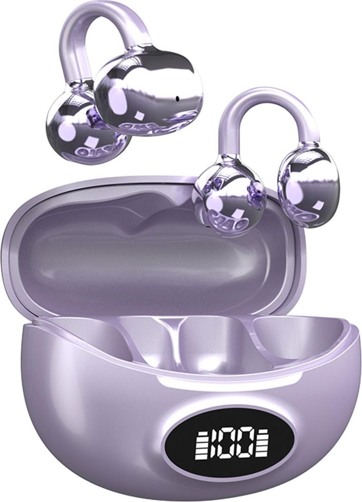 Translation Earbuds Support 133 Languages with LED Display BT 5.4 Translator Headphones Noise Cancelling Purple